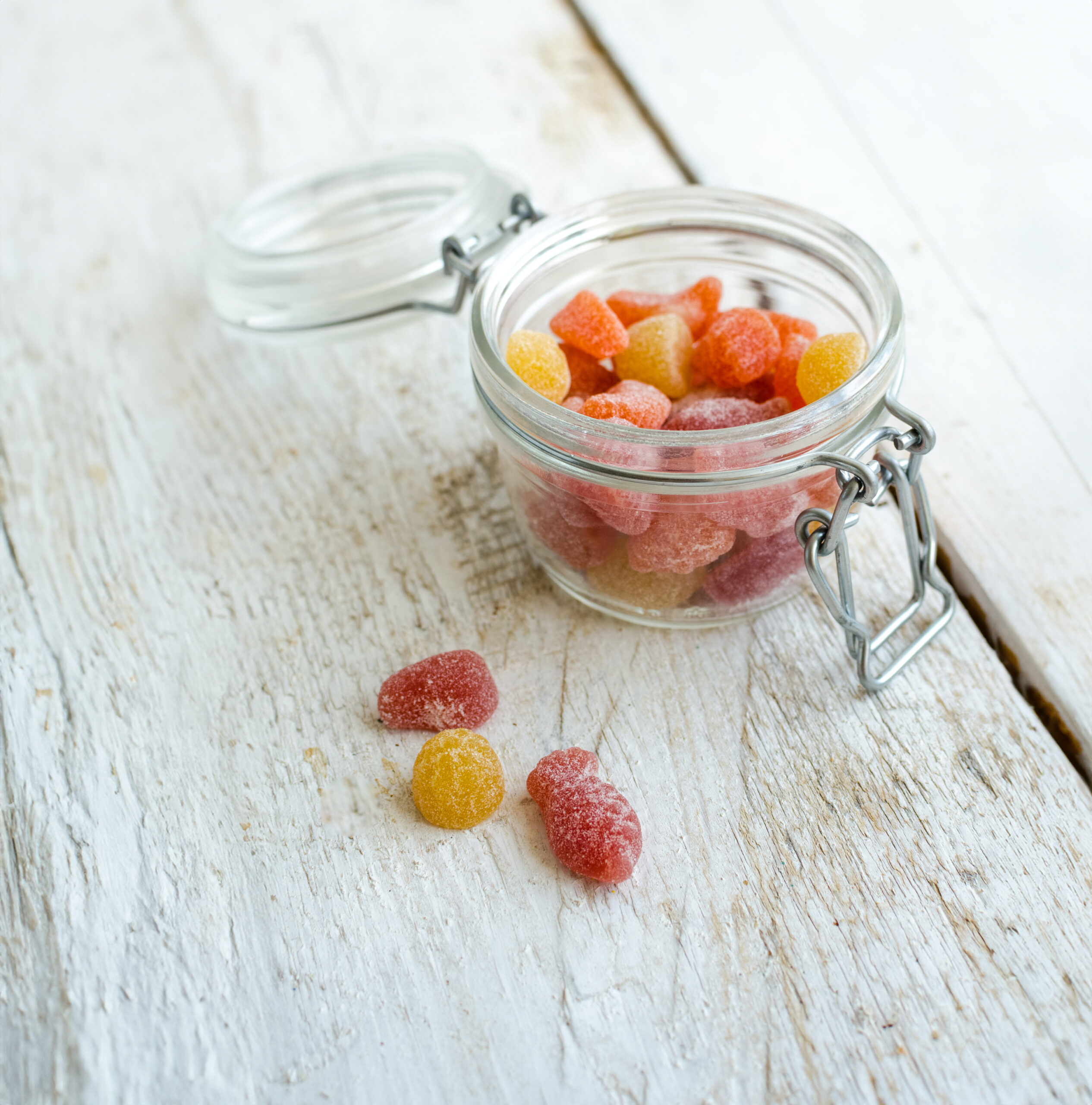 Vitamins gummy in the glass jar