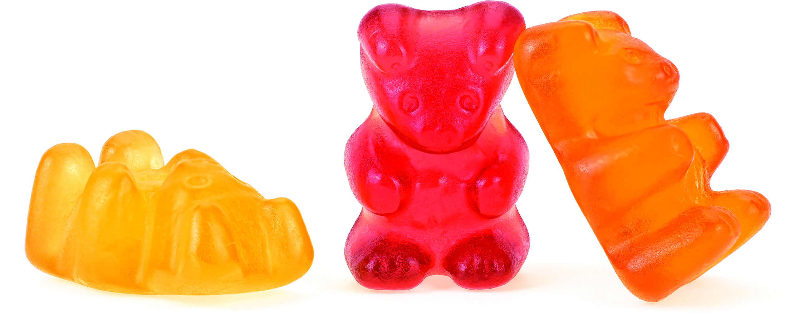 Colorful gummy bears isolated on a white background. Jelly bears.