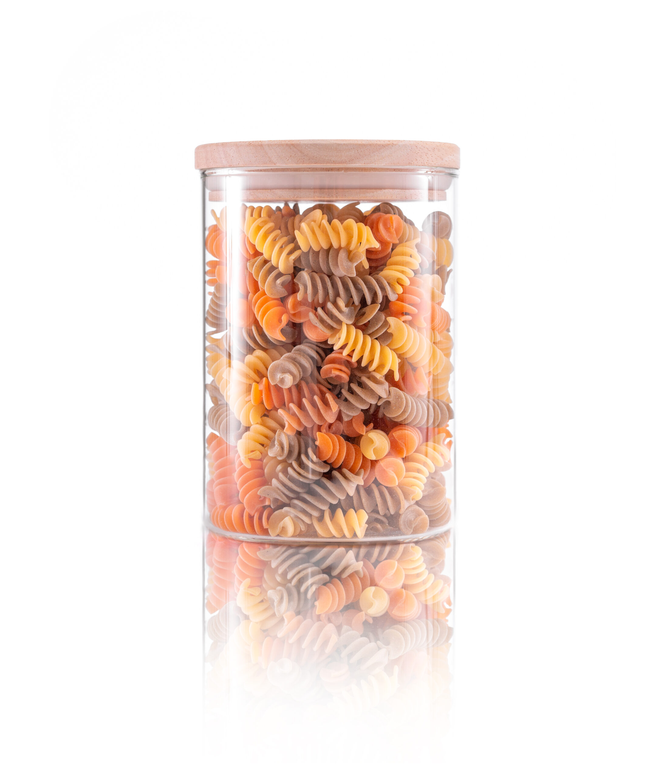 Glass jars of uncooked noodle or macaroni