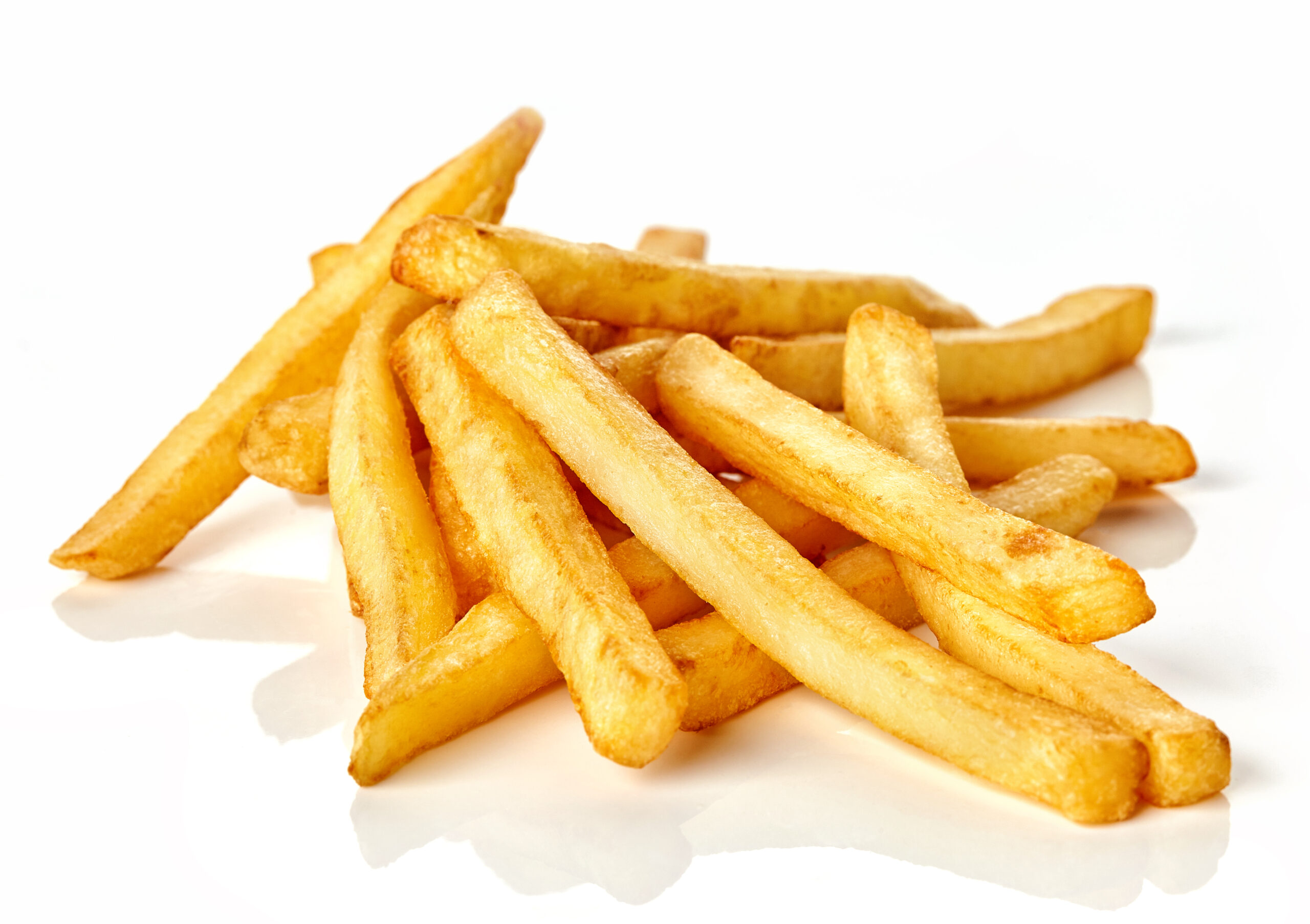 Heap of french fries isolated on white